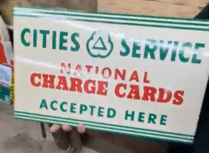 Cities Service National Charge Cards DST Flange Sign