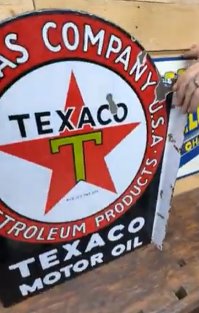 Texaco Motor Oil Black T DSP Flange Sign