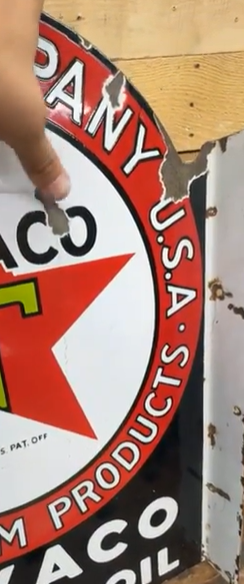 Texaco Motor Oil Black T DSP Flange Sign