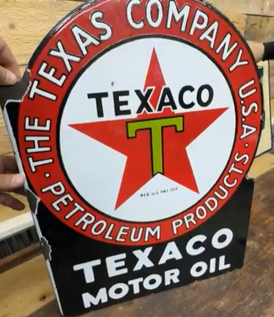 Texaco Motor Oil Black T DSP Flange Sign