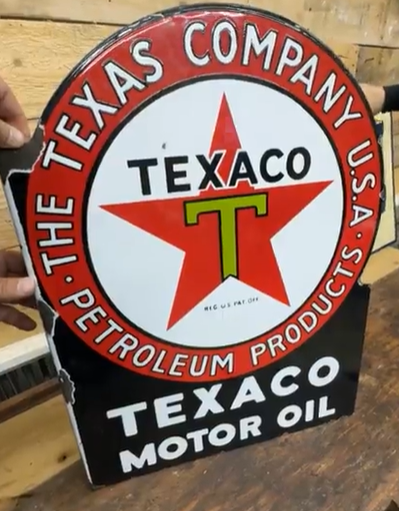 Texaco Motor Oil Black T DSP Flange Sign