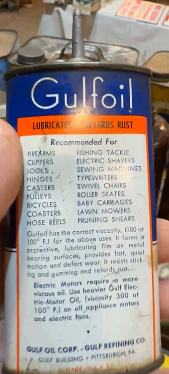 Gulf Gulfoil Household Lubricant SST Lead Top Oiler Can