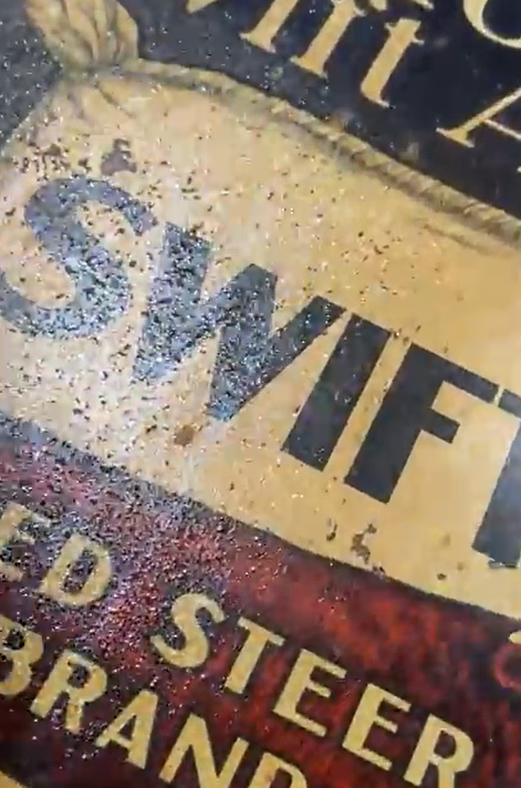 Swift’s Red Steer Brand Fertilizers Authorized Agent DST Flange Sign