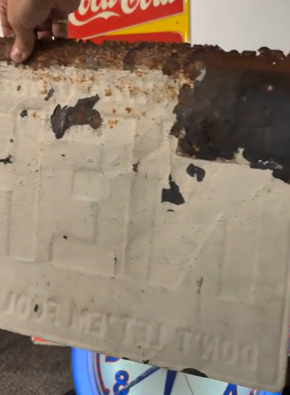 Nehi Don’t Let ‘Em Fool You Bottle and Leg SST Embossed Sign