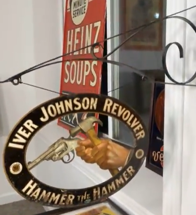 Iver Johnson Revolver Hammer the Hammer DST Hanging Sign