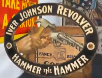 Iver Johnson Revolver Hammer the Hammer DST Hanging Sign