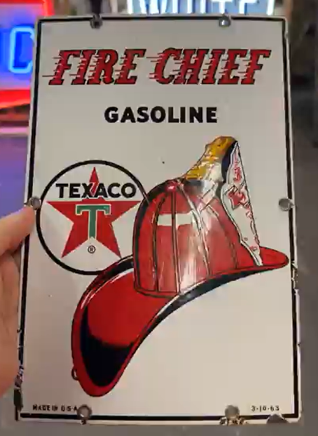Texaco Fire Chief Gasoline Small Size SSP Pump Plate