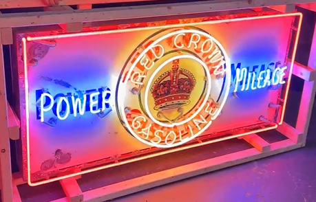 Red Crown Gasoline Power Mileage SSP 5 Foot Neon Sign