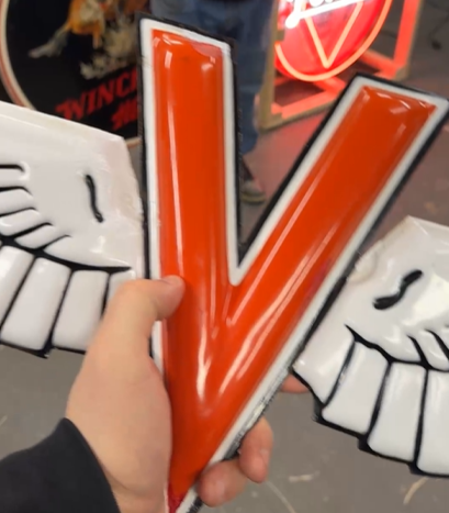 Flying V Gasoline Service Station Doorway One-Piece SSP Sign