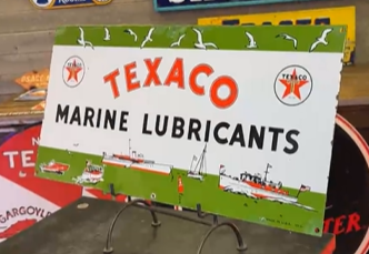 Texaco Marine Lubricants White T SSP Sign