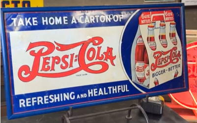 Pepsi-Cola Take Home a Carton Double-Dot SST Sign