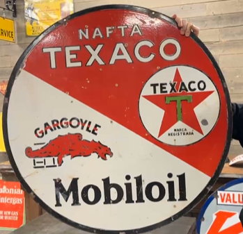 Texaco Black T Gargoyle Mobiloil Combined Brands DSP 36 Inch Sign