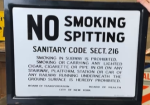 No Smoking Spitting City of New York Subway System SSP Sign