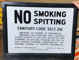 No Smoking Spitting City of New York Subway System SSP Sign