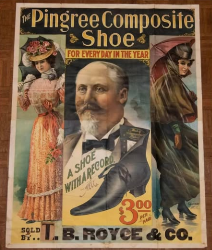 Pingree Composite Shoe Lithograph Two-Piece Poster Sign