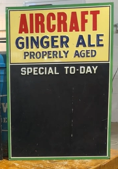 Aircraft Ginger Ale Properly Aged SST Embossed Menu Board