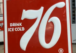 Drink Ice Cold 76 SST Embossed Sign