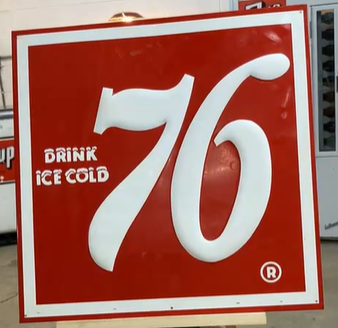 Drink Ice Cold 76 SST Embossed Sign