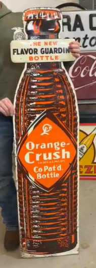 Orange Crush Flavor Guardian SST Ribbed Bottle Die Cut Sign