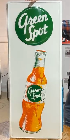 Green Spot Orange Soda Pop SST Embossed Sign