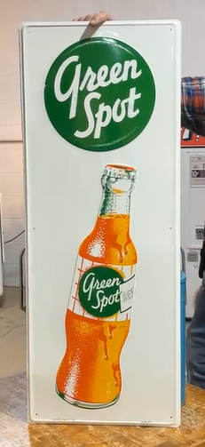 Green Spot Orange Soda Pop SST Embossed Sign