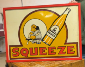 Squeeze Soda Pop SST Embossed Sign