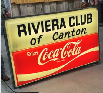 Enjoy Coca-Cola Riviera Club of Canton Plastic Light-Up Double-Sided Sign