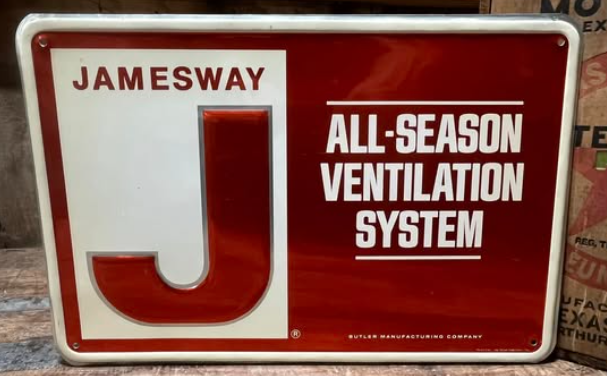 Jamesway All Season Ventilation System Aluminum Embossed Sign
