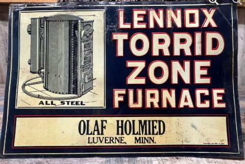 Lennox Torrid Zone Furnace Luverne Minnesota SSDT Embossed Sign