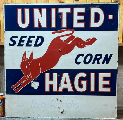 United Hagie Seed Corn Masonite Sign