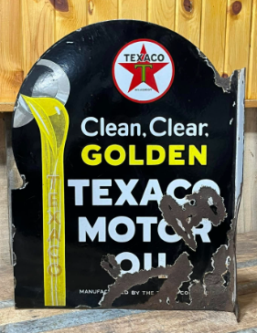 Texaco Golden Motor Oil Black T DSP Flange Sign