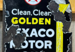 Texaco Golden Motor Oil Black T DSP Flange Sign