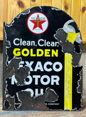 Texaco Golden Motor Oil Black T DSP Flange Sign