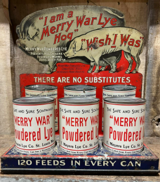 Merry War Lye Hog Powdered Lye SST and Wood Display Sign