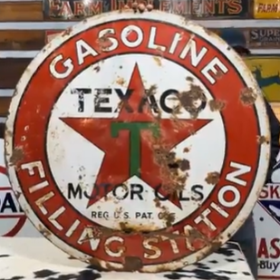 Texaco Gasoline Filling Station Black T SSP 42 Inch Sign