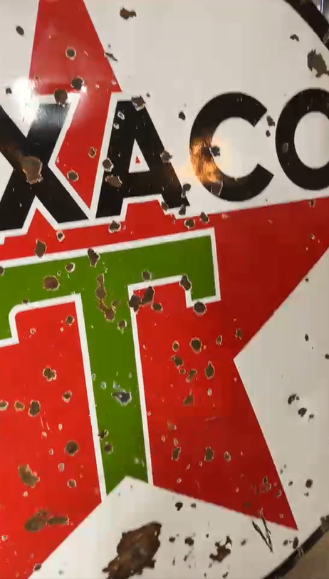 Texaco Gasoline White T DSP 6 Foot Sign