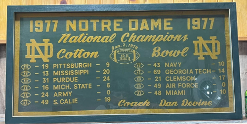Notre Dame 1977 National Championship Season Felt Banner Sign