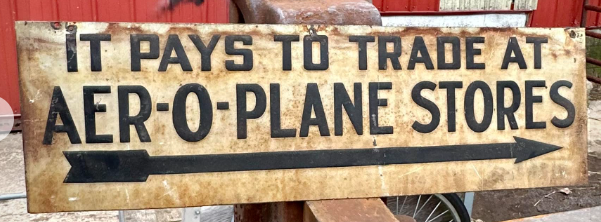 Aer-O-Plane Stores Directional Arrow SST Embossed Sign