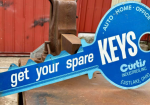 Keys Made Double-Sided Die-Cut Key-Shaped Tin Sign Curtis Industries Ohio
