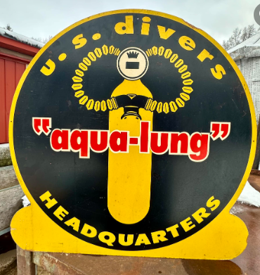 US Divers Aqua-Lung Headquarters Double-Sided Masonite Sign