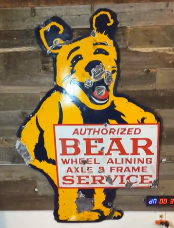 Bear Wheel Aligning Axel and Frame Service Die Cut SSP Sign