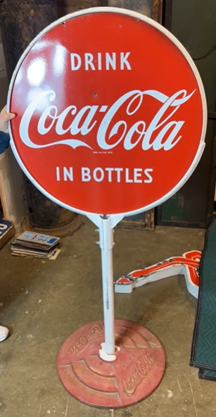 Coca-Cola in Bottles DSP Lollipop Sign on Original Base