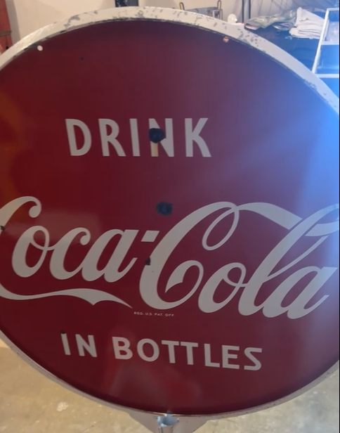 Coca-Cola in Bottles DSP Lollipop Sign on Original Base