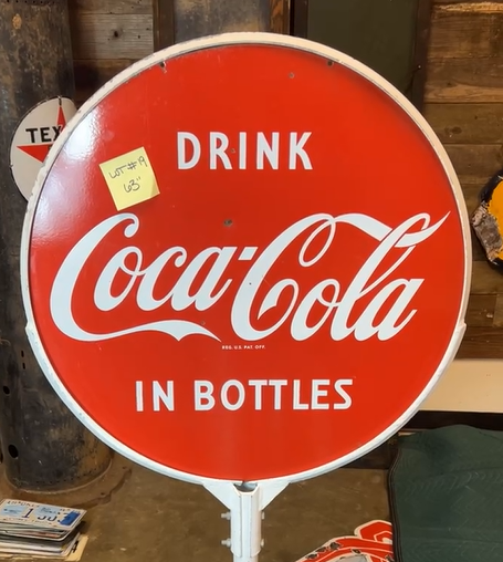 Coca-Cola in Bottles DSP Lollipop Sign on Original Base