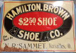 Hamilton Brown Shoe Company $2.50 Shoe SST Embossed Sign Ohio