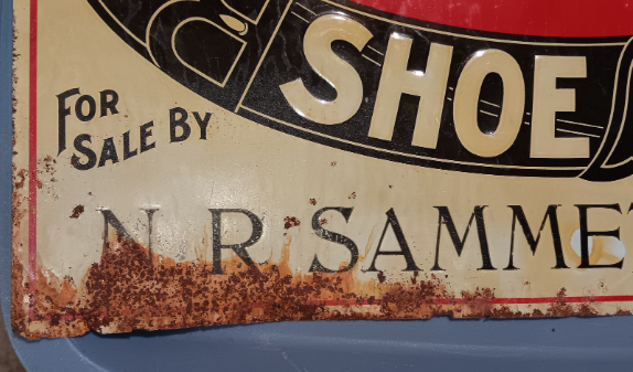 Hamilton Brown Shoe Company $2.50 Shoe SST Embossed Sign Ohio