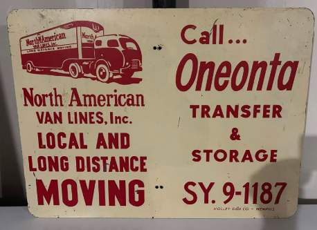 Oneonta Transfer & Storage North American Van Lines DST Sign