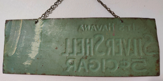 Havana Silver Shell 5 Cent Cigar SST Embossed Hanging Sign