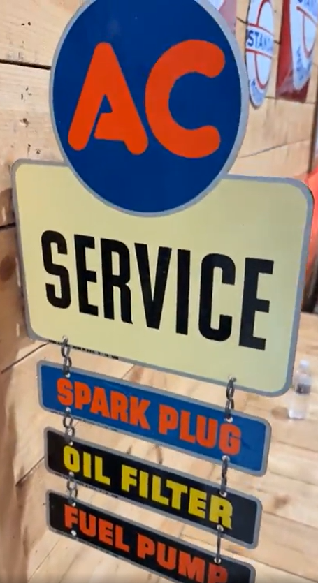 AC Service Spark Plugs Oil Filters Fuel Pumps DST Flange and Hanger Signs