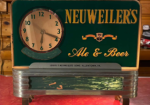 1930s Neuweiler’s Ale & Beer Deco Clock & 1950s Gift House Stamps Light-up Counter Sign